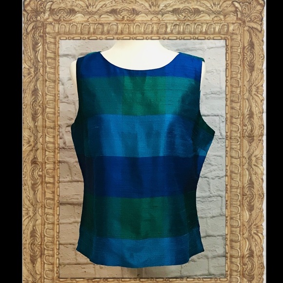 Talbots Sleeveless raw silk top (EUC) - Picture 6 of 11